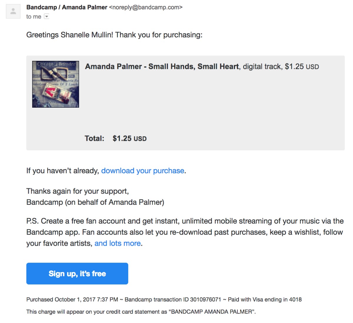 Amanda Palmer email