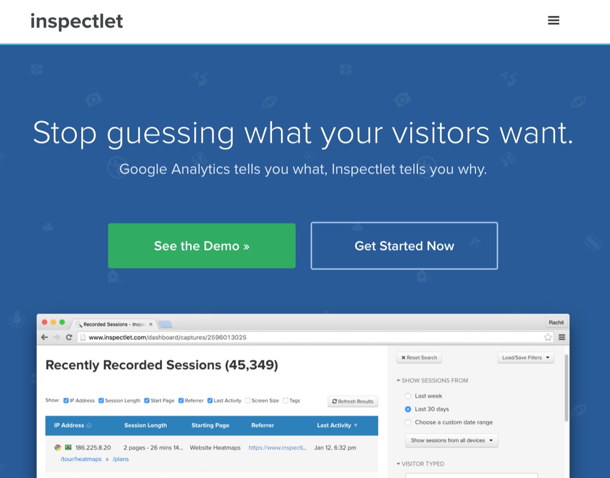 Inspectlet for Conversion Rate Optimization