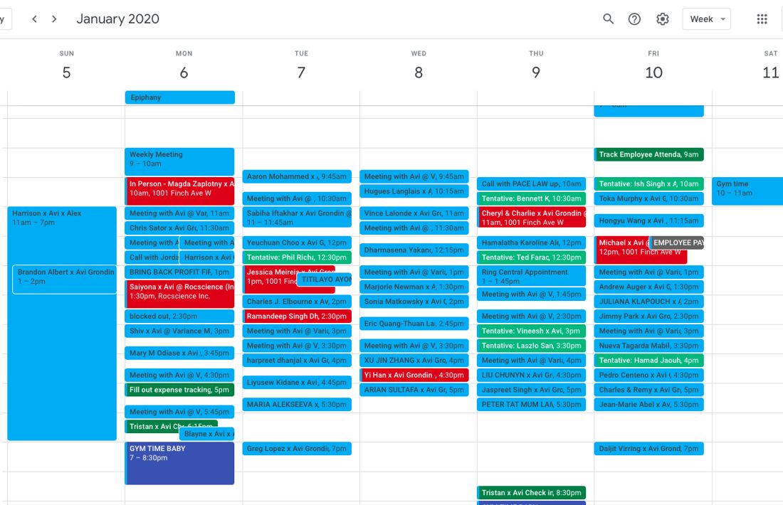A client calendar filled with booked appointments