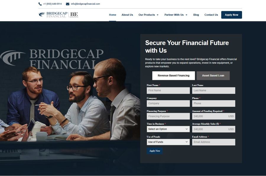 Bridgecap Financial website designed by Variance Marketing